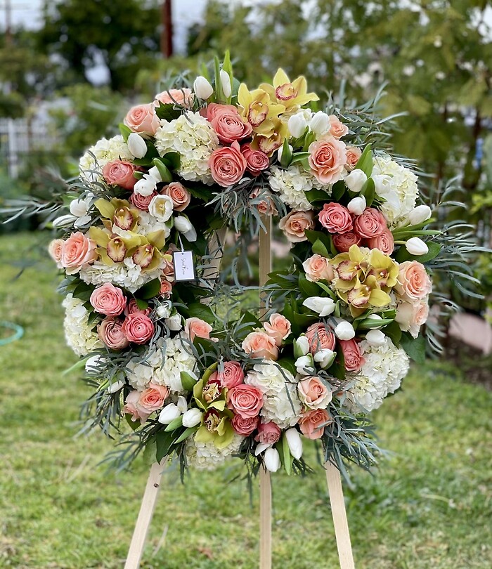 Coral and White Wreath