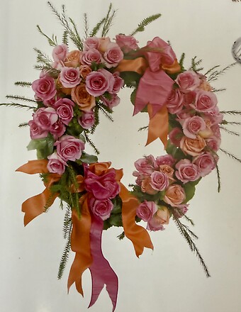 Pink and Orange Rose Wreath