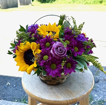 Purples and Sunflowers Basket